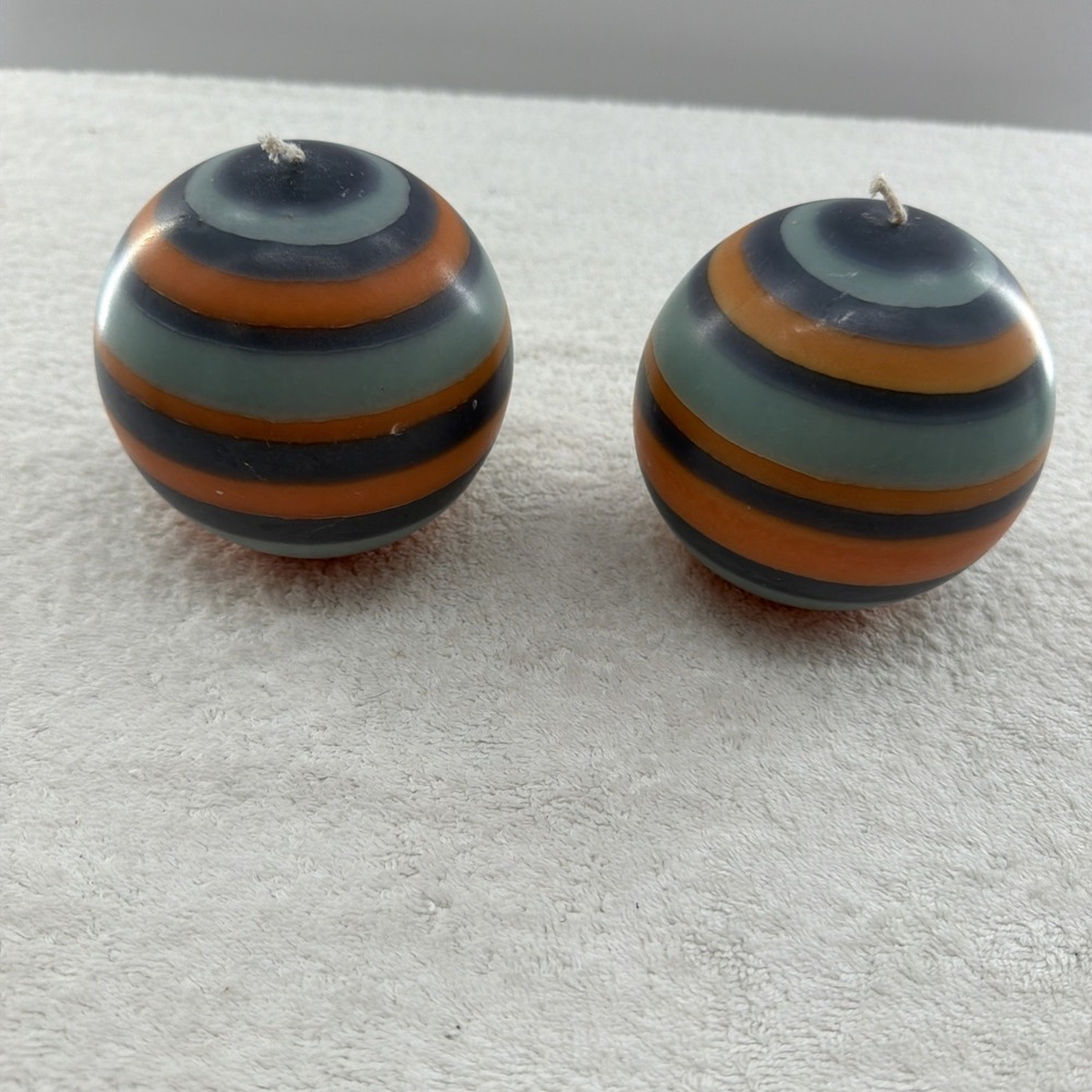 Eco Ball Round Candle Set Of 2 Marigold, Gunmetal and Opaline Made in UK $64 Ret